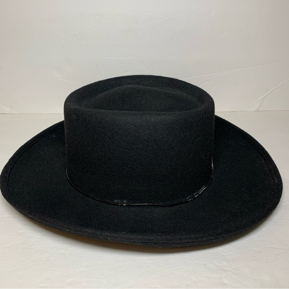 Liz Claiborne Womens Fedora Hat Wool Wide Brim Black Beaded Strap main image 7